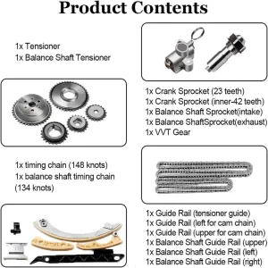Timing Chain Kit Tensioner Guide Rail Crank Sprocket
