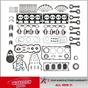Engine Rebuild Kit - Rods Timing Gasket For 05-09 Chevy Silverado GMC Yukon 5.3L