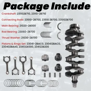 G4FJ Engine Crankshaft Piston Connecting Rod Kit For Hyundai Kia 1.6L 2011-2022