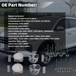 G4FJ Engine Rebuild Overhaul Kit For Hyundai Tucson Kia Seltos Soul 1.6L 09-19