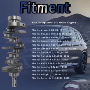 G6DH Crankshaft & Main Rod Bearings Kit For Hyundai Kia Sorento 3.3L 2011-2019