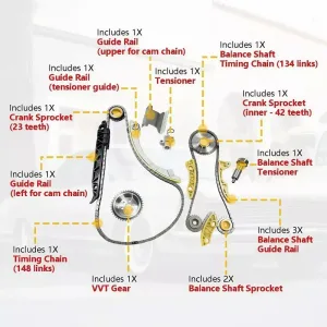 Head Gasket Bolts Timing Chain Kit Fits Chevrolet Captiva GM Terrain Buick 2.4L