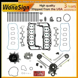 Head Gasket Set Timing Chain For Dodge Ram Jeep Grand Cherokee 4.7L 2004-07 TRX4