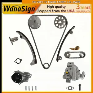 Head Gasket Set Timing Chain Water Oil Pump For 2001-10 Toyota CAMRY 2.4L 2AZFE