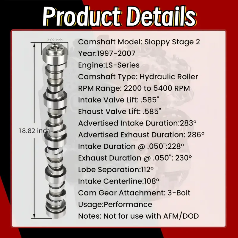 Sloppy-Mechanics-Stage-2-Camshaft-Kit-2 Sloppy Mechanics Stage 2 Camshaft Kit For GM Chevy GMC 1997-2007 SS2 LS1 6.2 LS