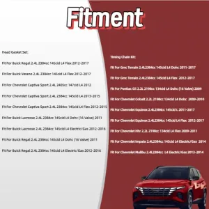 Engine Rebuild Overhaul Kit For Chevy Buick GMC Terrain Malibu 2.2L 2.4L 2009-2017