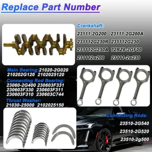 G4KJ 2.4L Rebuild Overhaul Kit For Hyundai Tucson Santa Fe 11-19 Kia Sportage Sorento 11-20