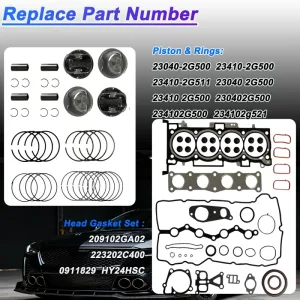 G4KJ 2.4L Rebuild Overhaul Kit For Hyundai Tucson Santa Fe 11-19 Kia Sportage Sorento 11-20