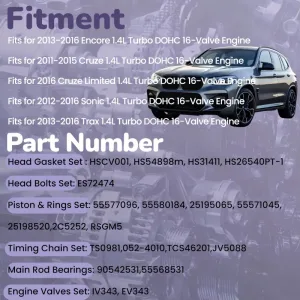 Timing Chain Kit For GM Chevy Buick Encore GMC 1.4L Engine Turbo 16-Valve 2011-2016