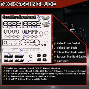 AFM/DOD Lifters Camshaft Kit w/Head Gasket For Chevy GMC Buick Isuzu 5.3L 07-13